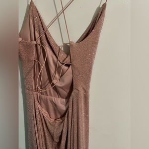 Windsor, Dusty rose sparkly floor length step dress